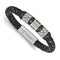 Men's Brushed and Polished Stainless Steel Braided Leather Bracelet, 8.25"