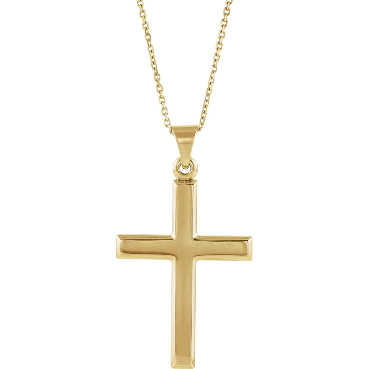 Inlay Cross 14k Yellow Gold Pendant Necklace, 18" (29X19MM)