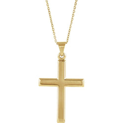 Inlay Cross 14k Yellow Gold Pendant Necklace, 18" (29X19MM)