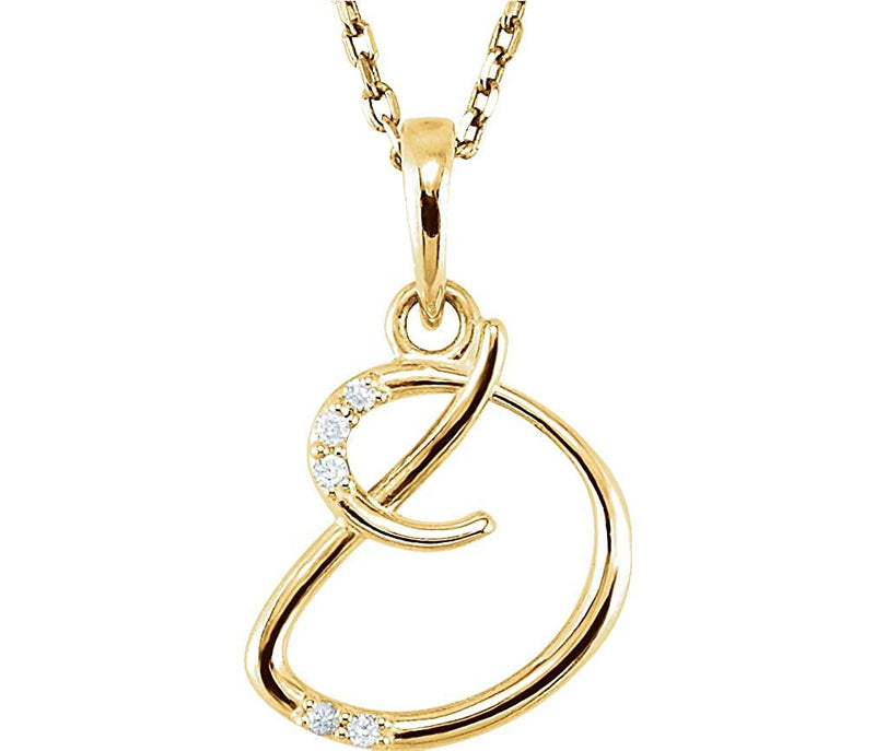 5-Stone Diamond Letter 'D' Initial 14k Yellow Gold Pendant Necklace, 18" (.03 Cttw, GH, I1)