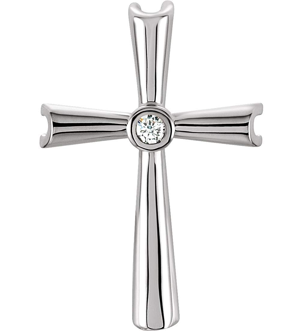 Diamond Solitaire Cross 14k White Gold Pendant (.04 Ct, G-H Color, SI1 Clarity)