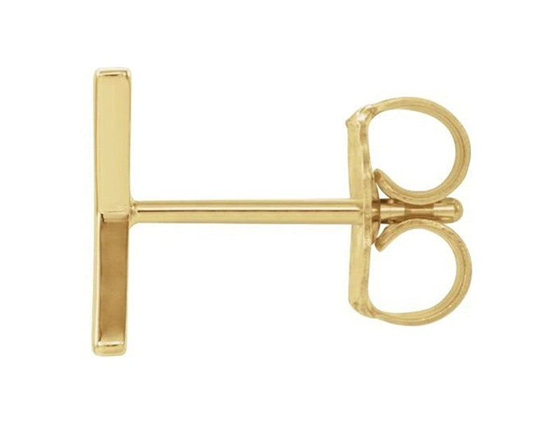 Initial Letter 'X' 14k Yellow Gold Stud Earring (Single Earring)