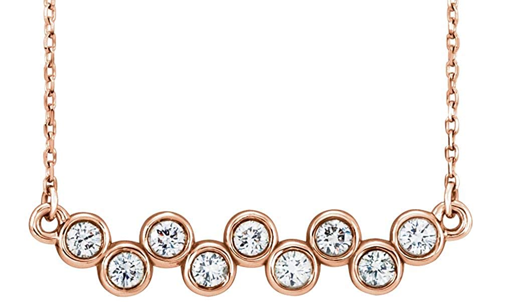 Bezel-Set Diamond Bar Necklace, 14k Rose Gold, 16-18" (0.5 Ctw, G-H Color,I1 Clarity)