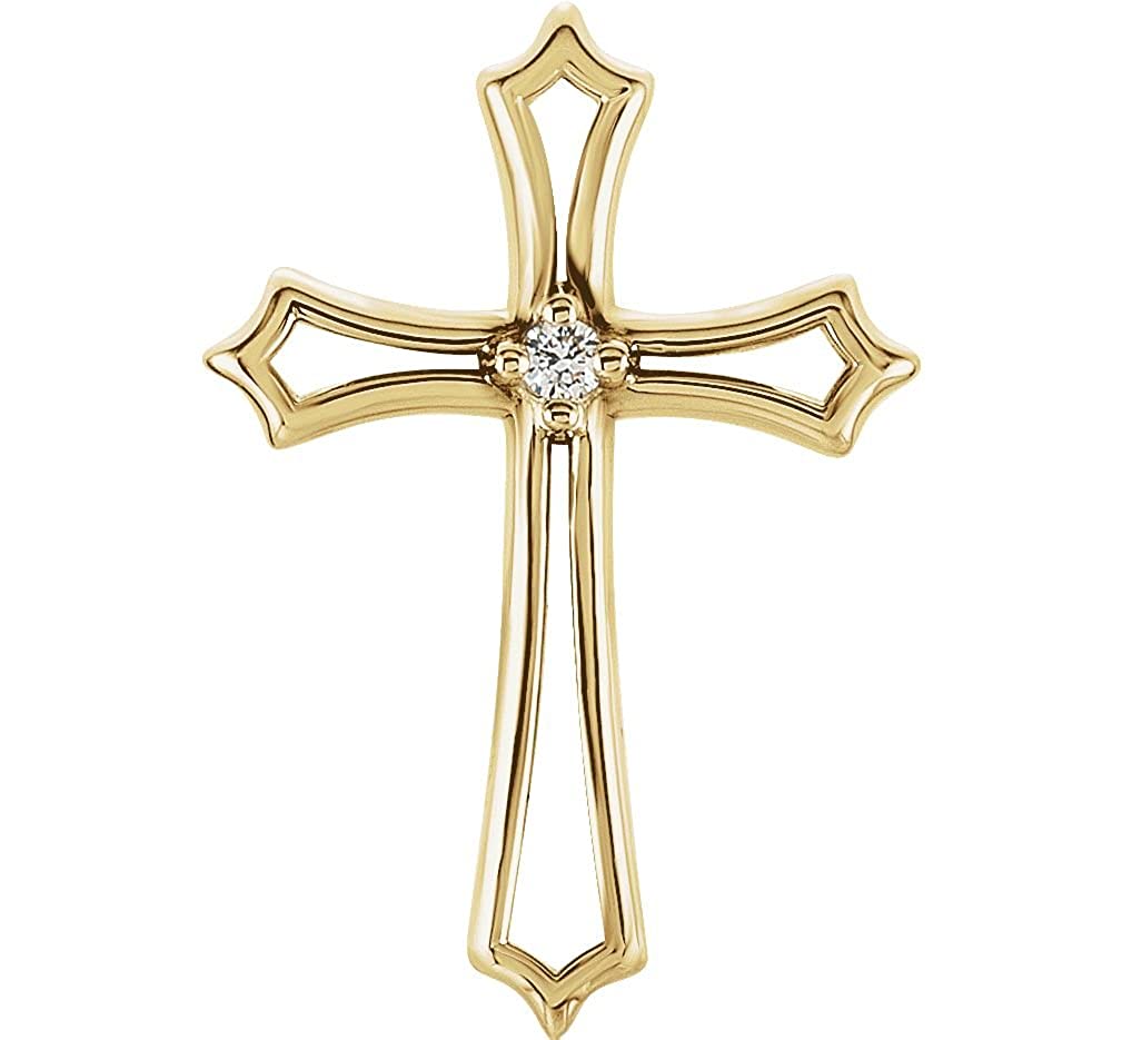 Diamond Fusils Cross 14k Yellow Gold Pendant