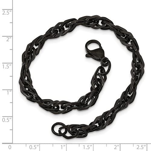 Men's Stainless Steel, Black IP, Sterling Silver Bracelet, 9 Inches