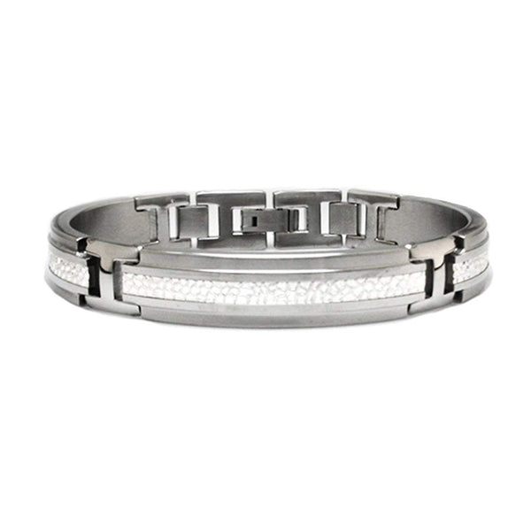 Men's Mediterranean Collection Gray Titanium Sterling Silver Bracelet, 8" (13MM)