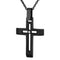 Men's Black Ion Plated with Black CZ Cross Pendant Necklace , Stainless Steel, 24"