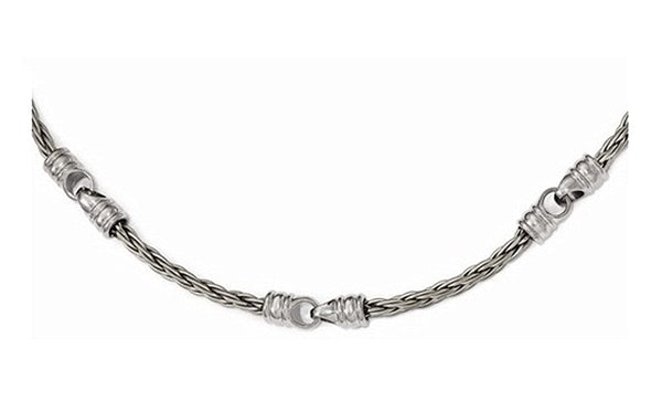 Edward Mirell Titanium Brushed Cable and Polished Link Necklace, 20"