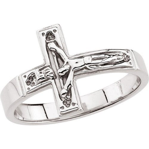 Womens Sterling Silver Crucifix Chastity Ring, Size 5