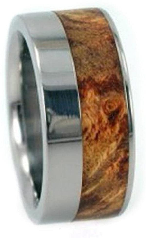 Buckeye Burl Wood 10mm Comfort Fit Interchangeable Titanium Wedding Band, Size 9