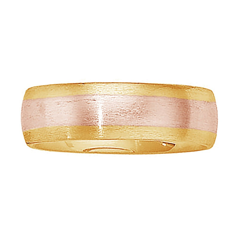 14k Rose and Yellow Gold Satin-Brushed 6mm Comfort-Fit Two-Tone Band