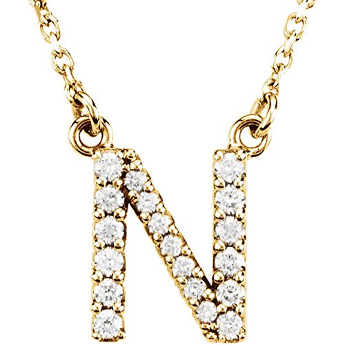 14k Yellow Gold Diamond Initial 'N' 1/6 Cttw Necklace, 16" (GH Color, I1 Clarity)