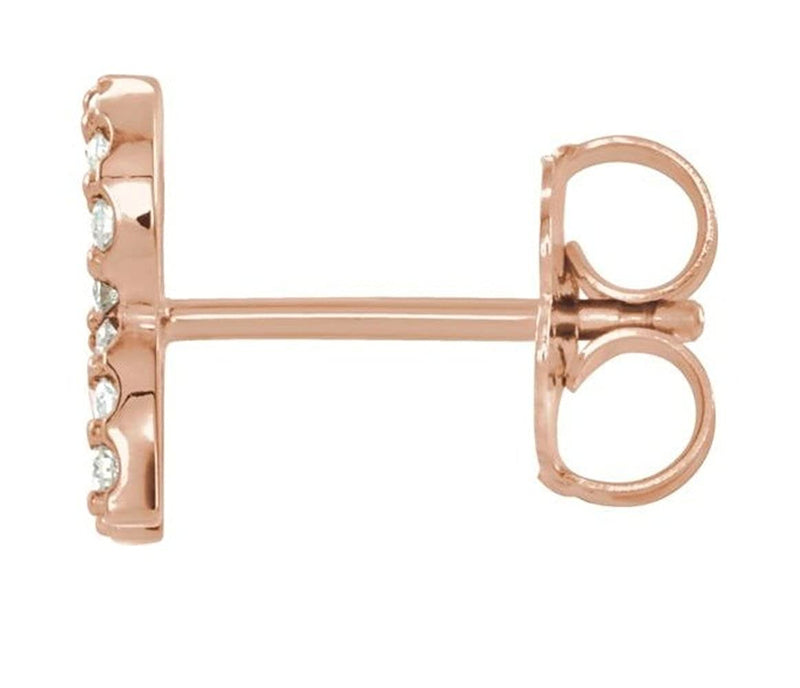 14k Rose Gold Diamond Letter 'R' Initial Stud Earring (Single Earring) (.07 Ctw, GH Color, I1 Clarity)