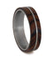 Ironwood, Titanium Pinstripe Comfort-Fit Titanium His and Her Wedding Band Set, M10-F4