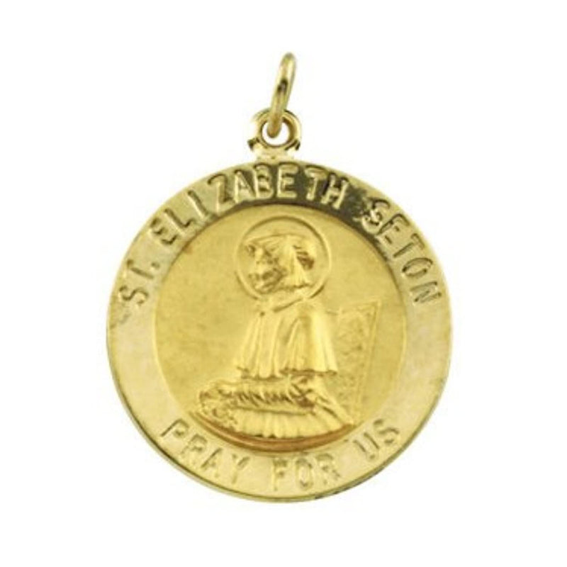 14k Yellow Gold Round St. Elizabeth Seton Medal (12 MM)