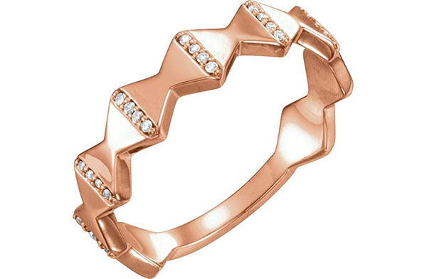 Diamond Geometrical Design 6.5mm Ring, 14k Rose Gold (.1 Ctw, GH Color, I1 Clarity) Size 6.5
