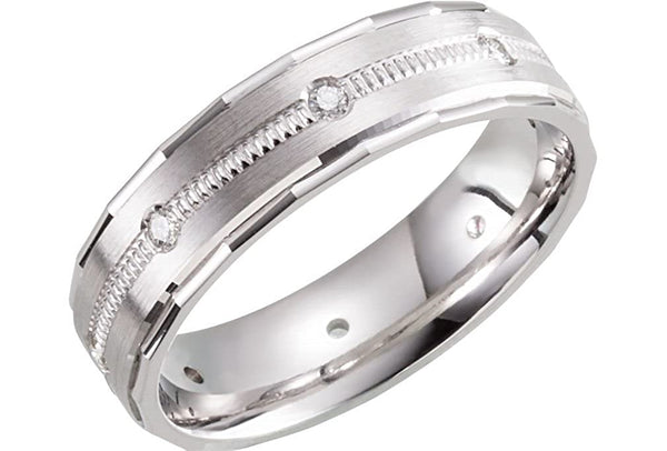 Men's Diamond Milgrain 6mm Comfort-Fit Band, 14k White Gold (.16 Ctw)