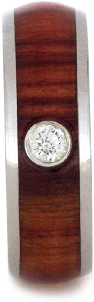Bezel Set Diamond, Tulip Wood 6.5mm Comfort-Fit Titanium Wedding Band, Size 12