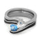 Blue Topaz 4mm Comfort-Fit Titanium Engagement and Wedding Ring Set, Size 10