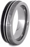 Dinosaur Bone, Gibeon Meteorite, Black Stripe 7mm Comfort-Fit Titanium Wedding Band, Size 15.25