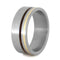 Ancient Kauri Wood, 14k Yellow Gold 8mm Comfort-Fit Brushed Titanium Band