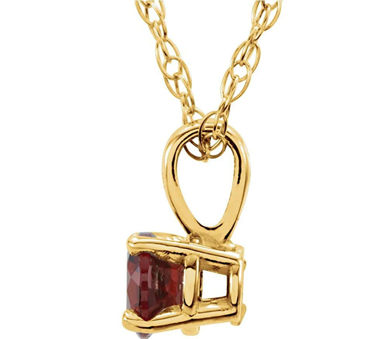 Children's Ruby 'July' Birthstone 14k Yellow Gold Pendant Necklace, 14"