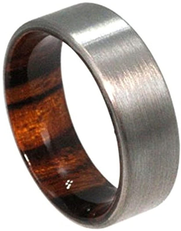 Ironwood Sleeve with Brushed Titanium Overlay 6mm Comfort Fit Band, Size 14.25