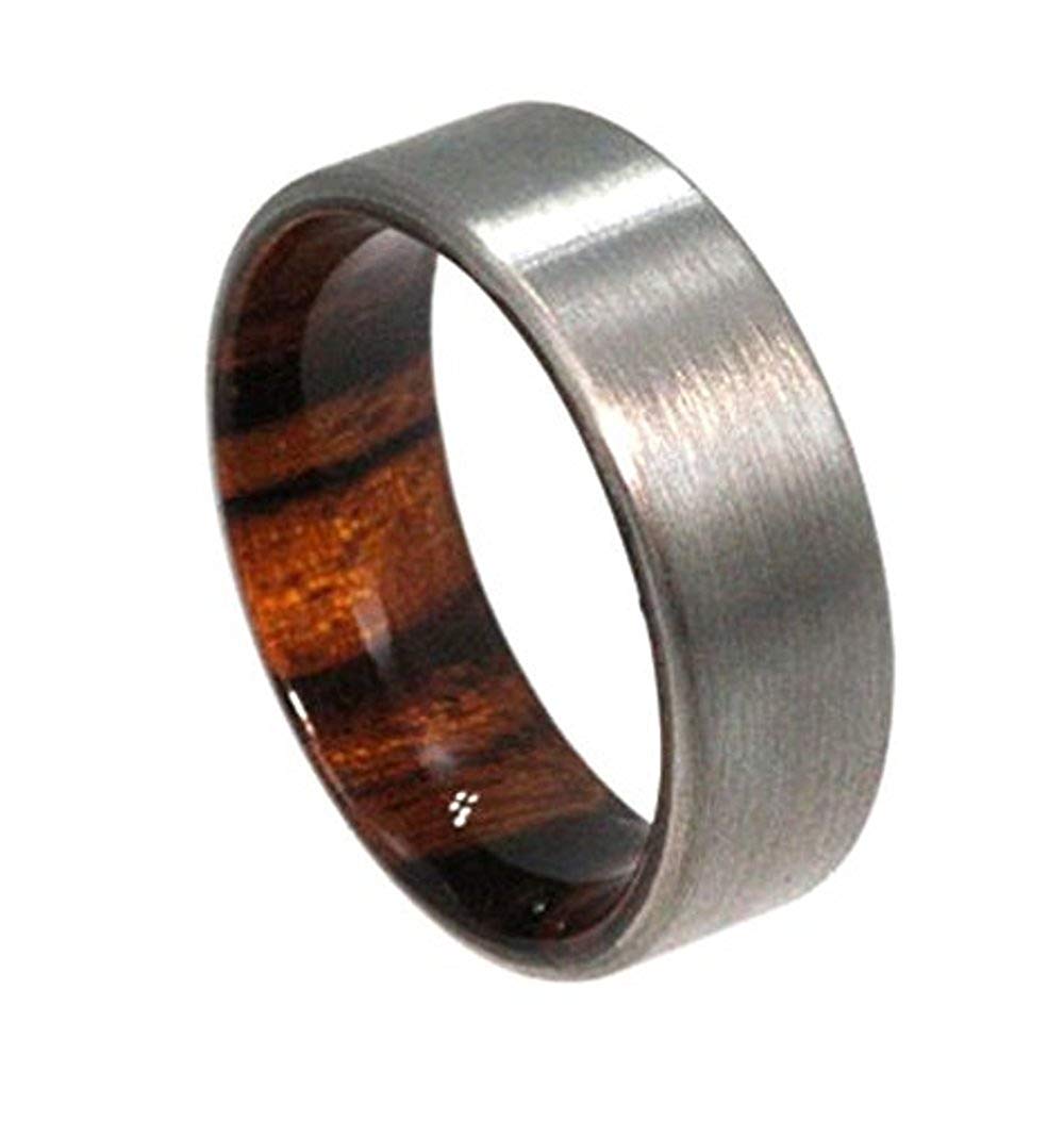 Ironwood Sleeve with Brushed Titanium Overlay 6mm Comfort Fit Band