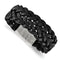 Men's Satin Back Stainless Steel Black Leather Bracelet, 8.25"