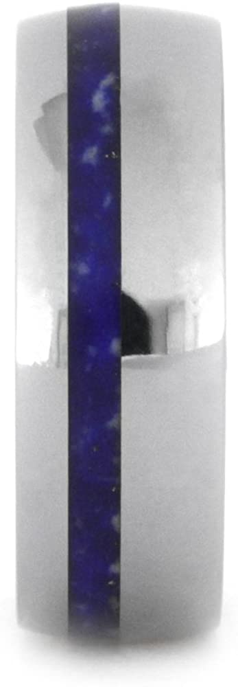 Lapis Lazuli 8mm Titanium Dome Comfort-Fit Band, Size 7