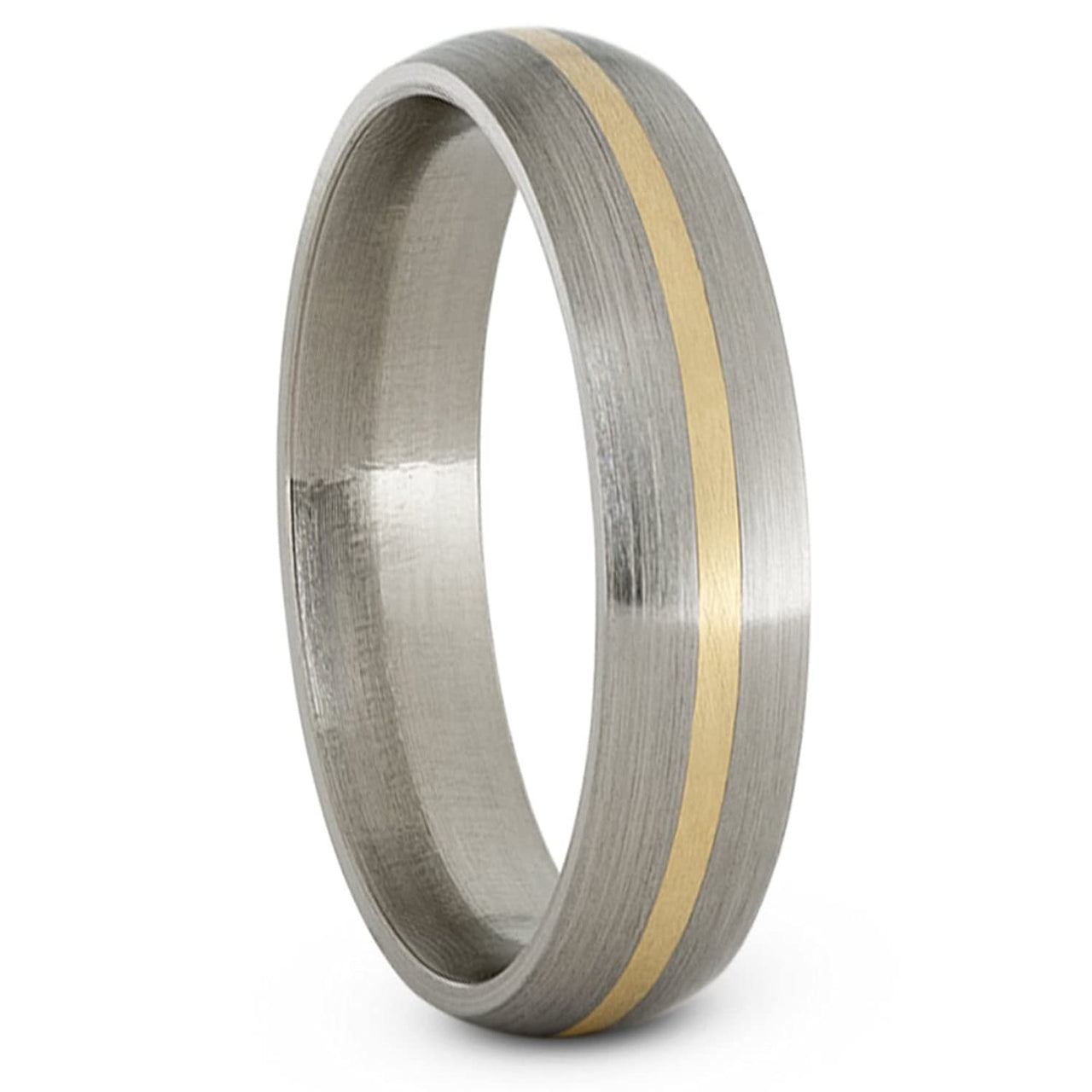 Satin Brushed Titanium, 14k Yellow Gold 5mm Comfort-Fit Dome Wedding Band