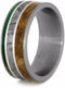 Black Ash, Green Box Elder Burl Wood, Gibeon Meteorite 8mm Comfort-Fit Matte Titanium Wedding Band