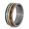 Black Ash, Green Box Elder Burl Wood, Gibeon Meteorite 8mm Comfort-Fit Matte Titanium Wedding Band, Size 6.75