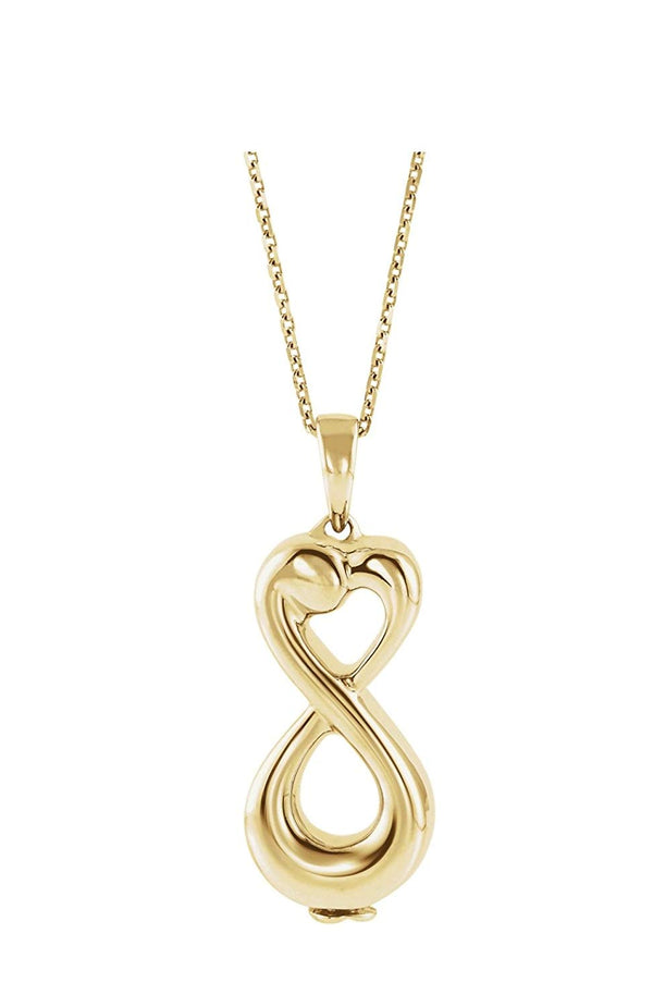 Infinity Love Ash Holder 10k Yellow Gold Pendent Necklace, 18" (27.00X9.00 MM)