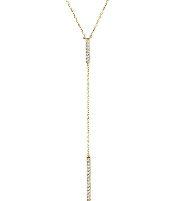Diamond Bar Y Necklace in 14k Yellow Gold, 16-18" ( 1/5 Ctw, Color H+, Clarity I1)