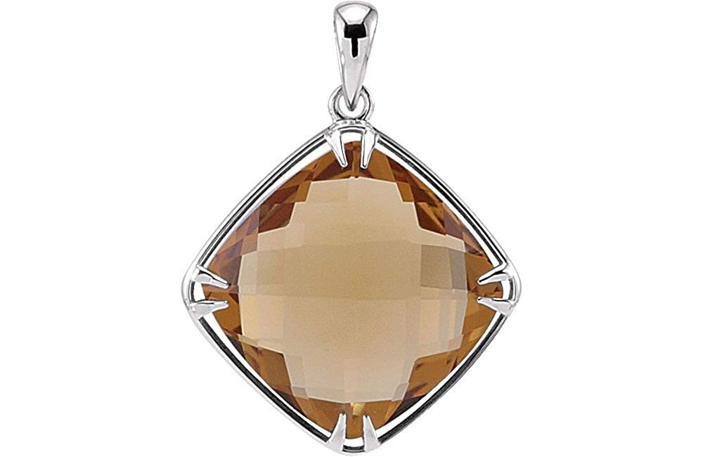 Honey Quartz Antique Square Sterling Silver Pendant