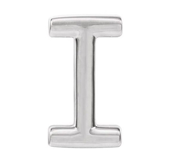 Platinum Initial Letter 'I' Stud Earring (Single Earring)