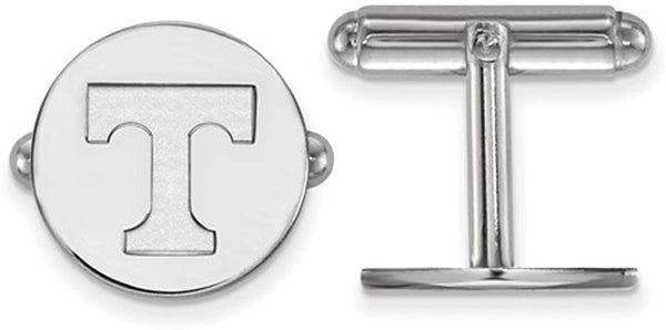 Rhodium-Plated Sterling Silver University of Tennessee Round Cuff Links, 15MM