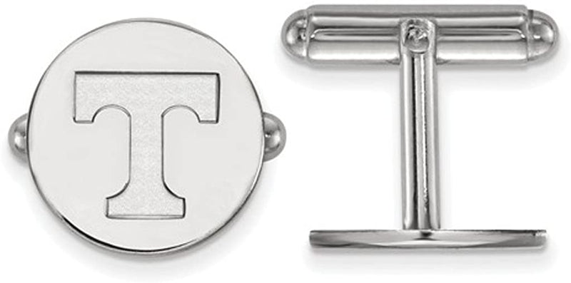 Rhodium-Plated Sterling Silver University of Tennessee Round Cuff Links, 15MM