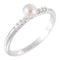 White Cultured Pearl, Diamond Stackable Ring, Rhodium-Plated 14k White Gold (4-4.5mm)(.05Ctw, Color G-H, Clarity I1)