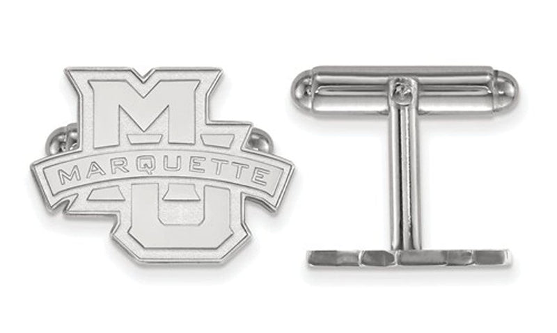 Rhodium-Plated Sterling Silver Marquette University Cuff links,16X20MM