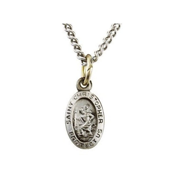 Sterling Silver Oval St. Christopher Necklace, 18" (19x14 MM)