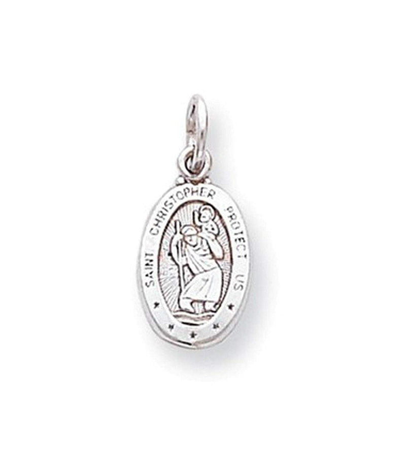 Rhodium-Plated 10k White Gold ST. Christopher Medal (20X9MM)