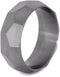 Faceted 8mm Comfort-Fit Matte Titanium Wedding Band, Size 5.25