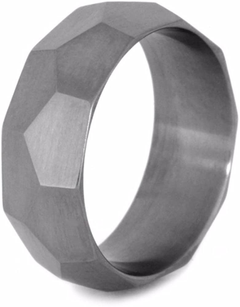 Faceted 8mm Comfort-Fit Matte Titanium Wedding Band, Size 5.5