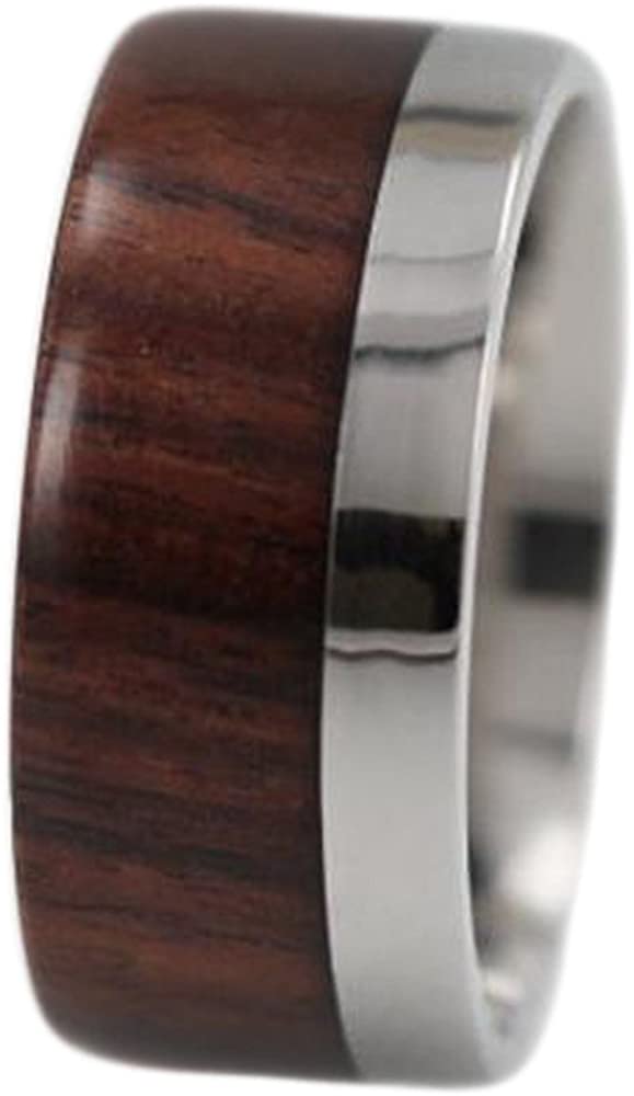 Offset Ironwood Overlay 10mm Comfort Fit Titanium Ring, Size 12.25