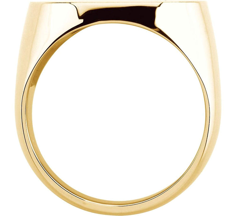 Men's 10k Yellow Gold Solid Brush Finish Round Flat-Top Signet Ring