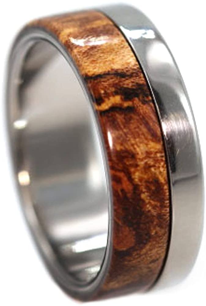 Three Wood Inlay 6mm Comfort-Fit Interchangeable Titanium Ring, Size 9.5