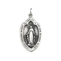 Sterling Silver Badge-Shaped Miraculous Medal (23x15 MM)