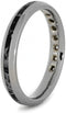 9-Stone Diamond Black and White Mokume Gane Inlay 3mm Comfort-Fit Titanium Wedding Band, Size 10.75